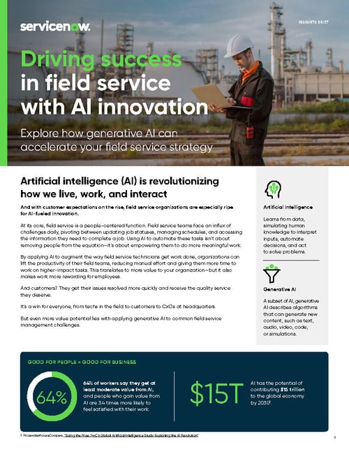 E-book ServiceNow: Driving Success in Field Service with AI Innovation E-book ServiceNow: Driving Success in Field Service with AI Innovation