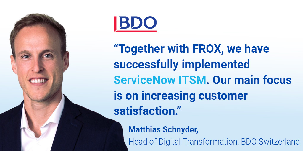 FROX use case with BDO: Implementation of ServiceNow ITSM